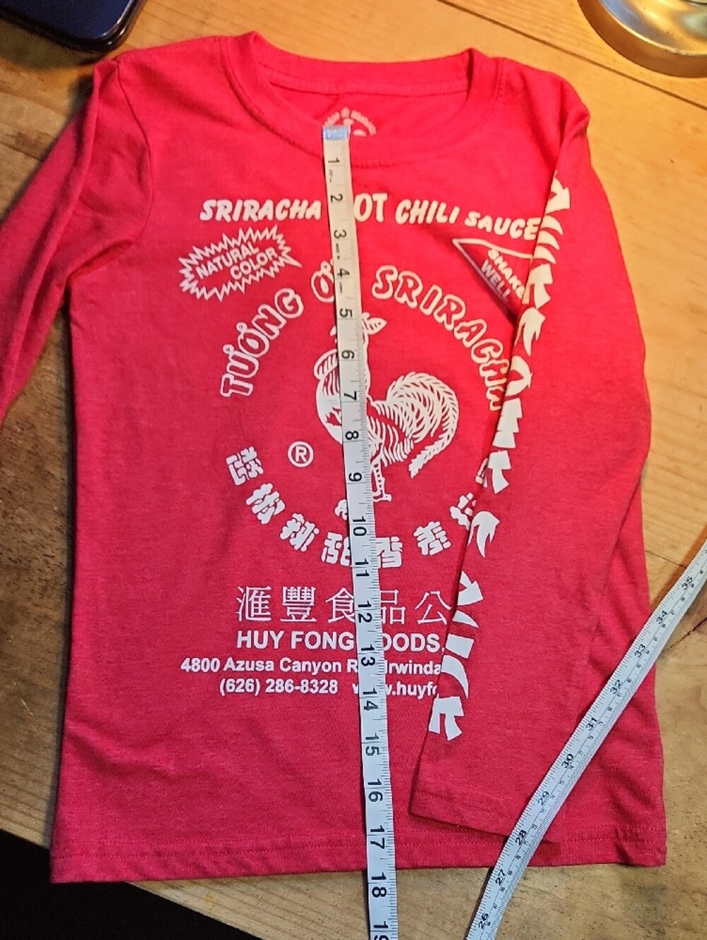 Vintage Kids Long-Sleeve Sriracha Graphic Tee - Red, Sz 7. - Picture 9 of 9